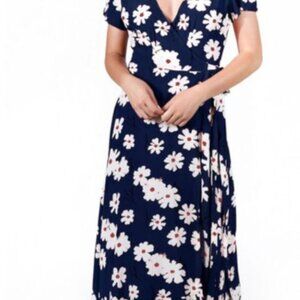 Lira cap sleeve floral wrap dress